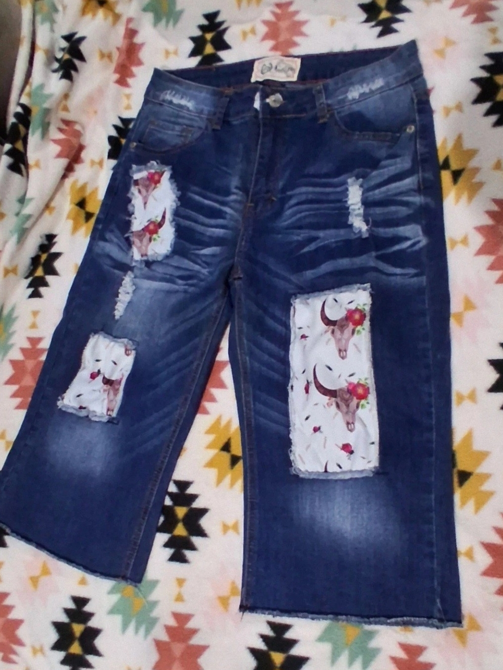L&B Patchwork Flare Jeans Waist 12